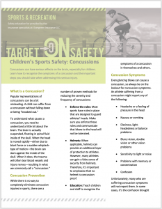 image of PDF of childrens sports safety: concussions  Click the image to read or download the PDF sheet.